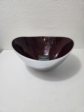 Simplydesignz Silver Exterior Exterior Maroon Interior Decorative Bowl